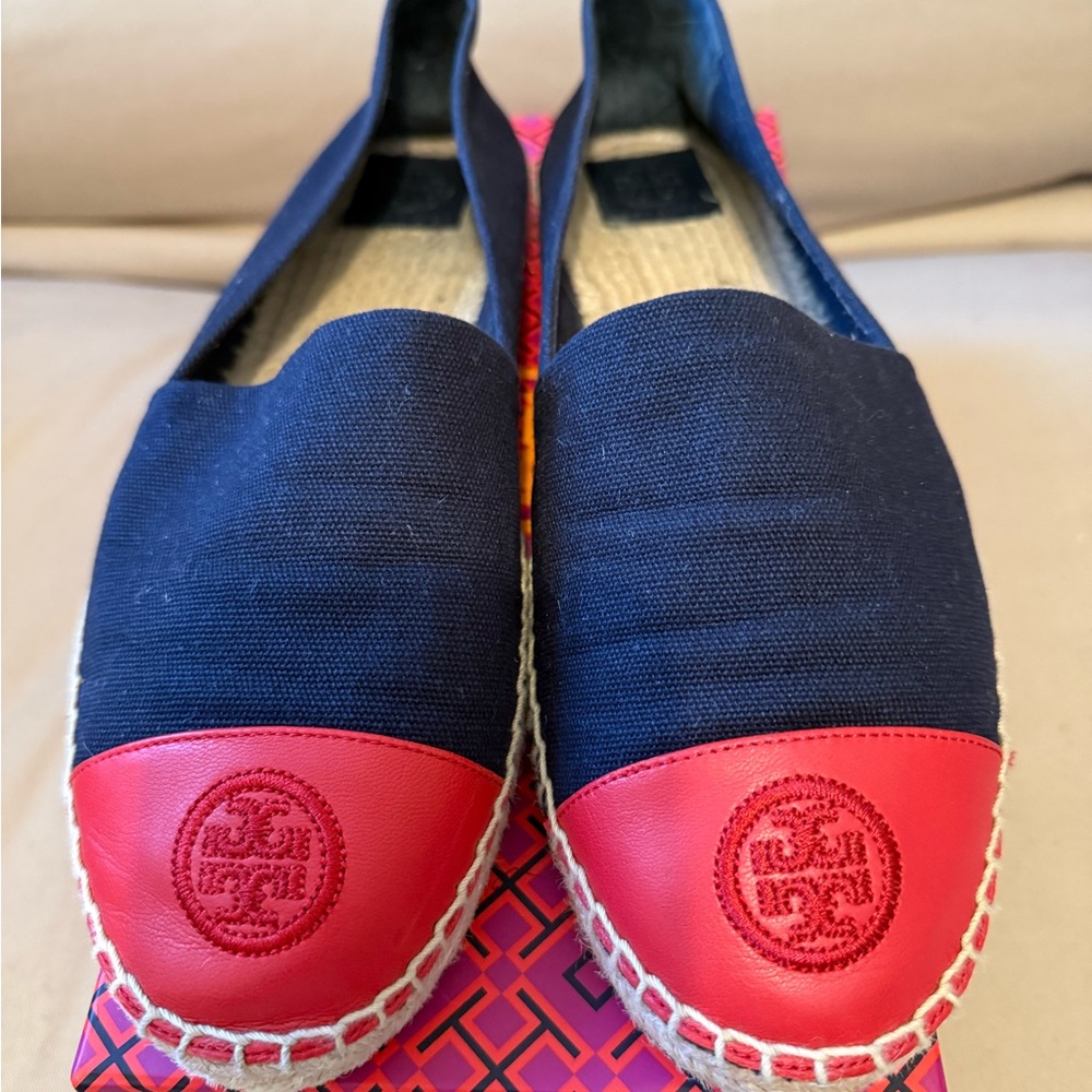 Tory Burch Navy and Red Espadrilles